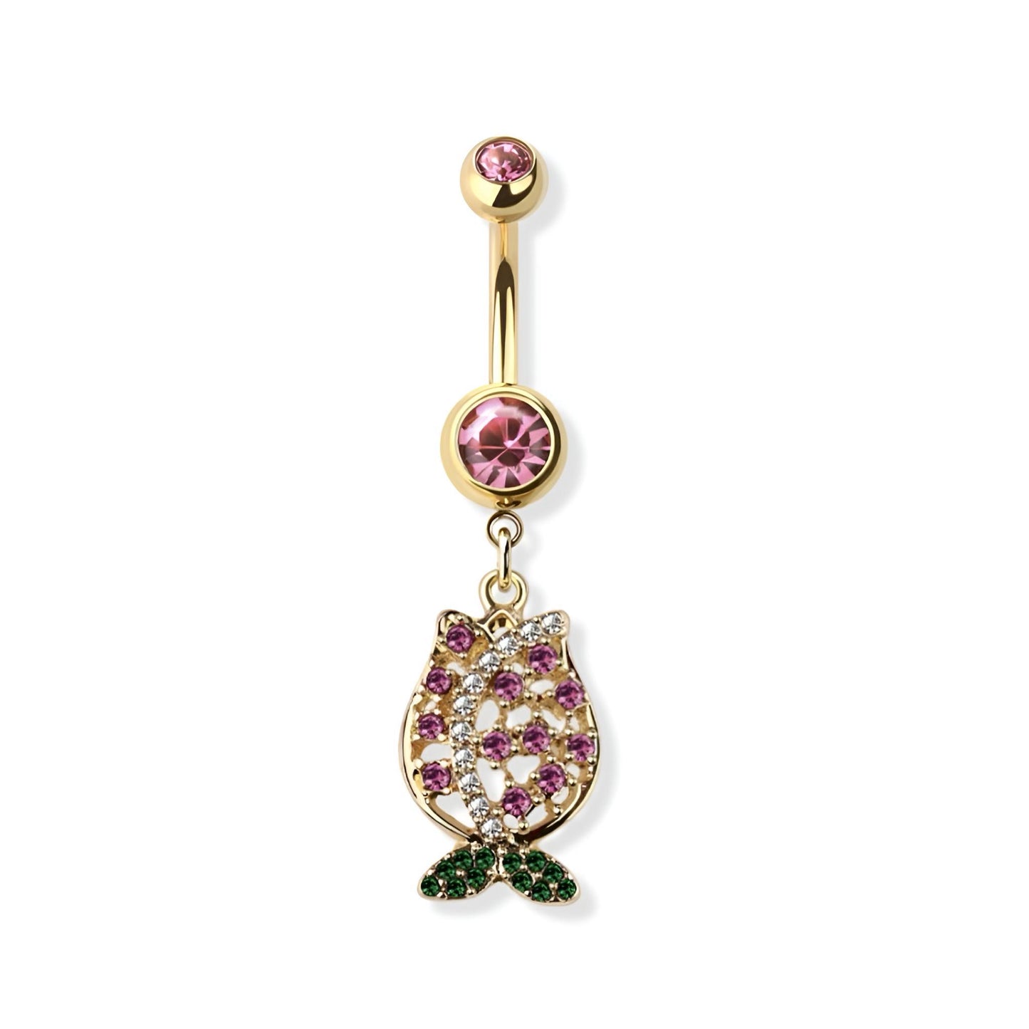 Gem Paved Tulip Belly Bar