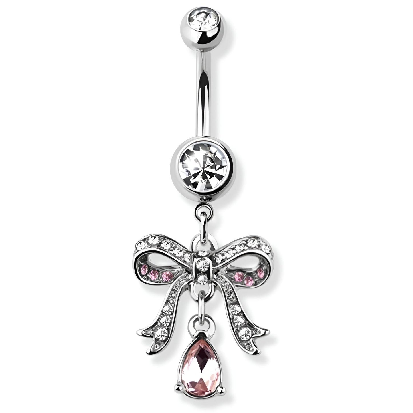 Pink Ribbon Dangling Belly Bar