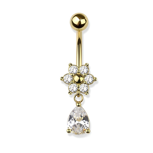Flower Teardrop Belly Bar