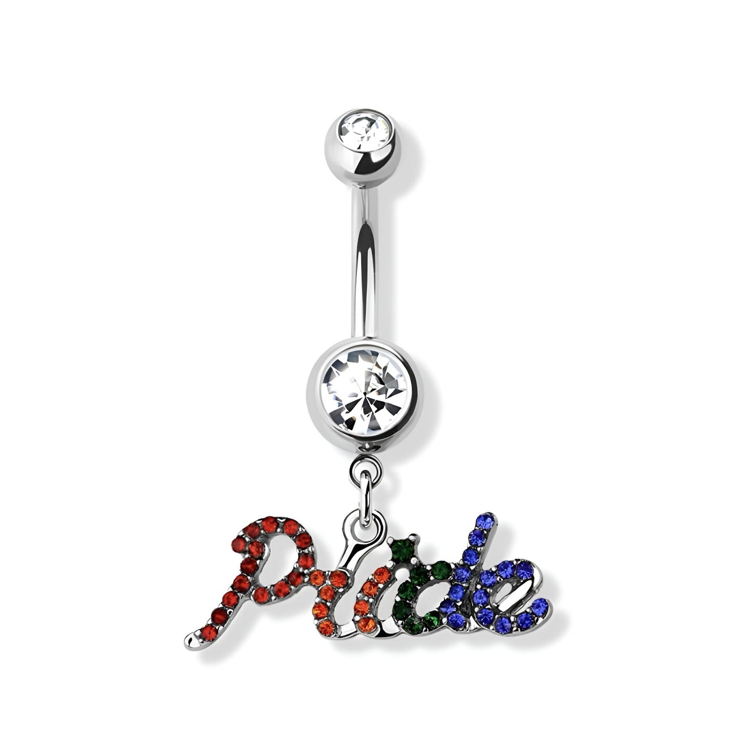 Pride Rainbow Cz Belly Bar