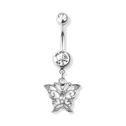 Gem Paved Butterfly Belly Bar
