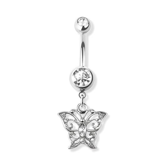 Gem Paved Butterfly Belly Bar