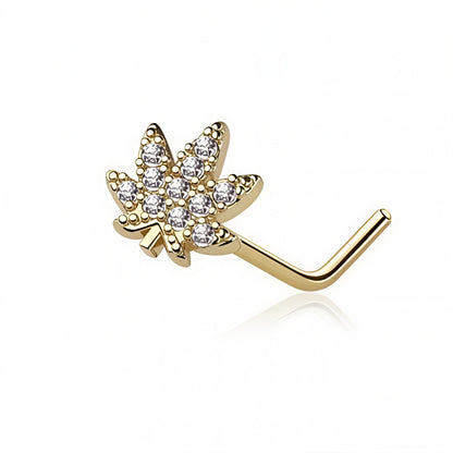 CZ GEM PAVED MARIJUANAS NOSE STUD