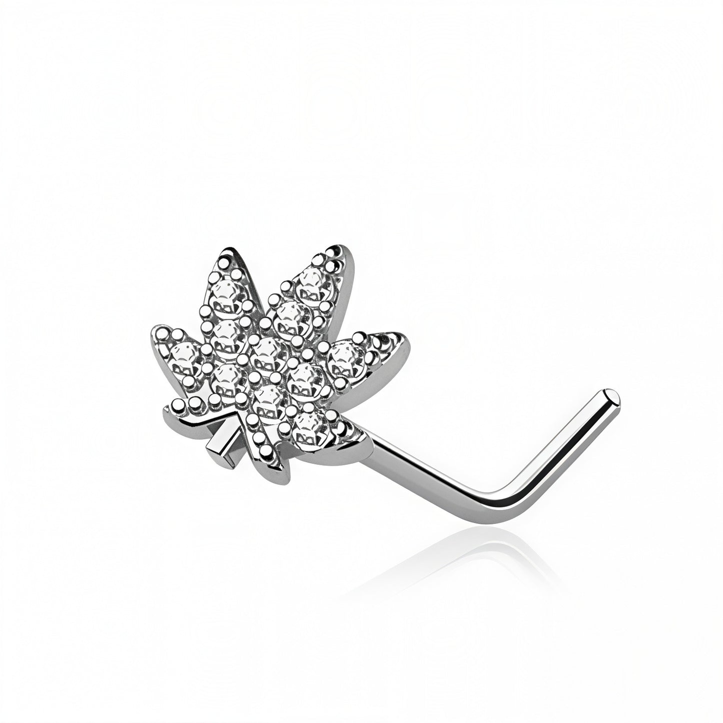 CZ GEM PAVED MARIJUANAS NOSE STUD
