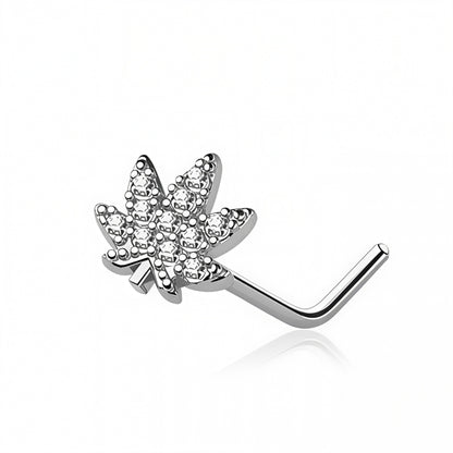 CZ GEM PAVED MARIJUANAS NOSE STUD