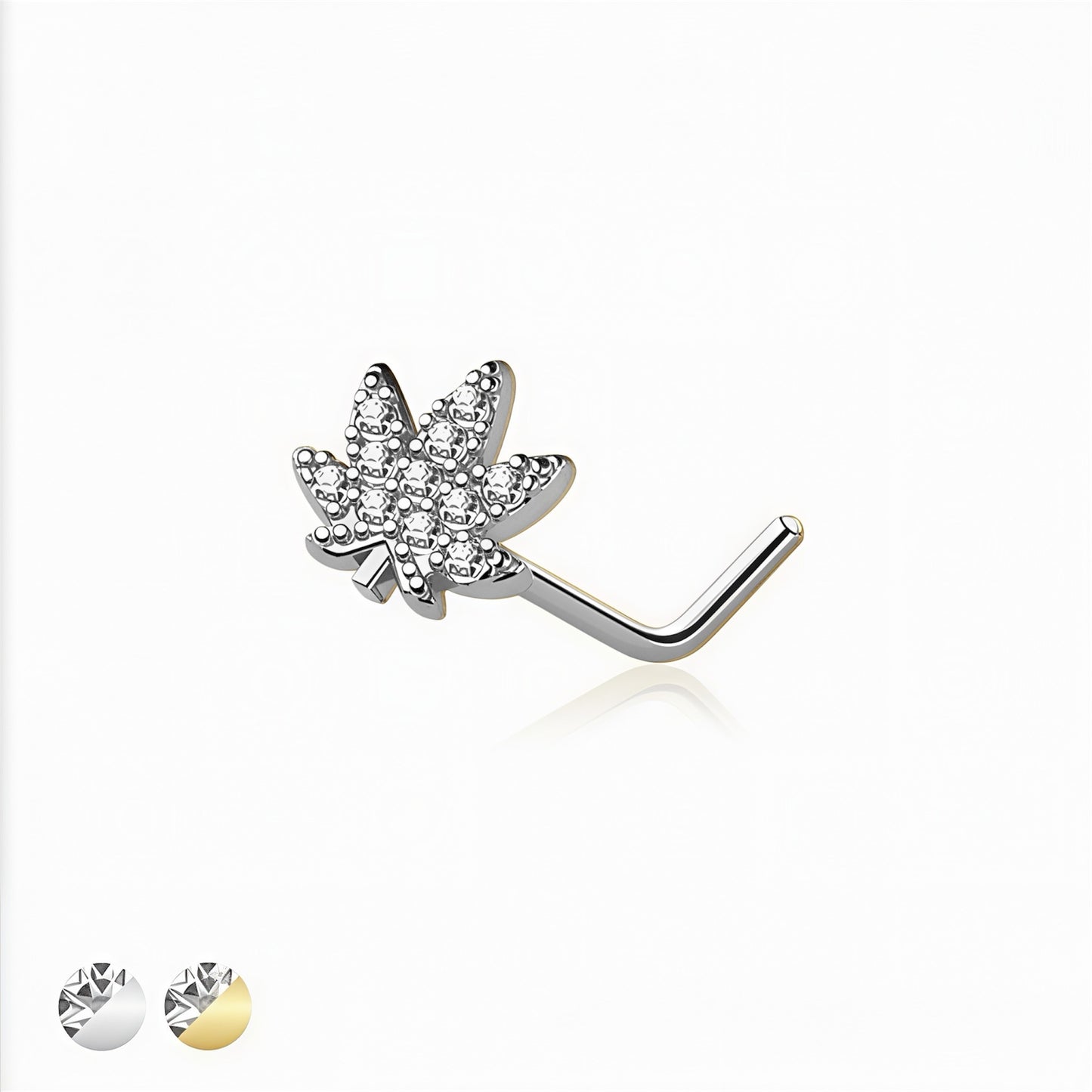 CZ GEM PAVED MARIJUANAS NOSE STUD