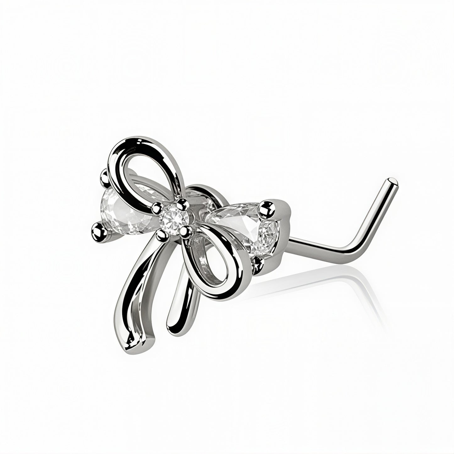 Multi CZ Ribbon L-Shape Nose Stud