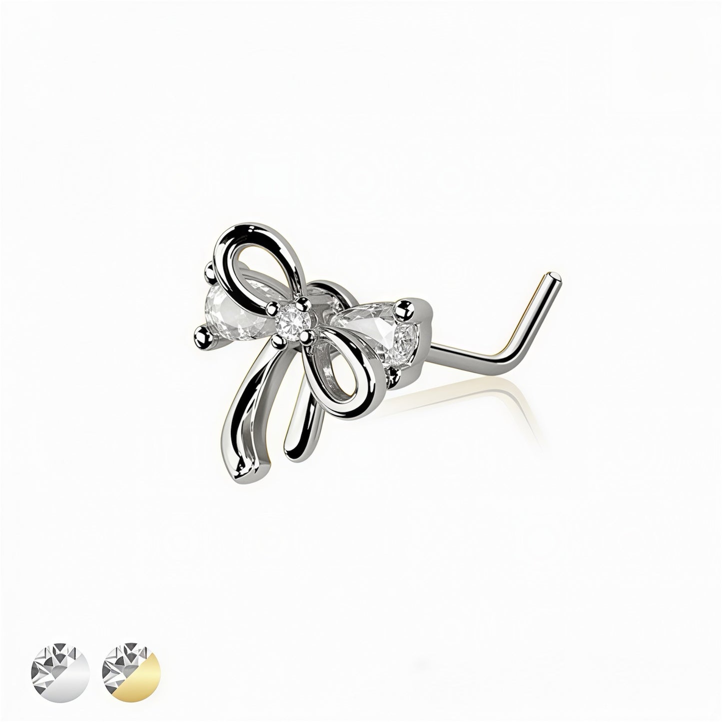 Multi CZ Ribbon L-Shape Nose Stud