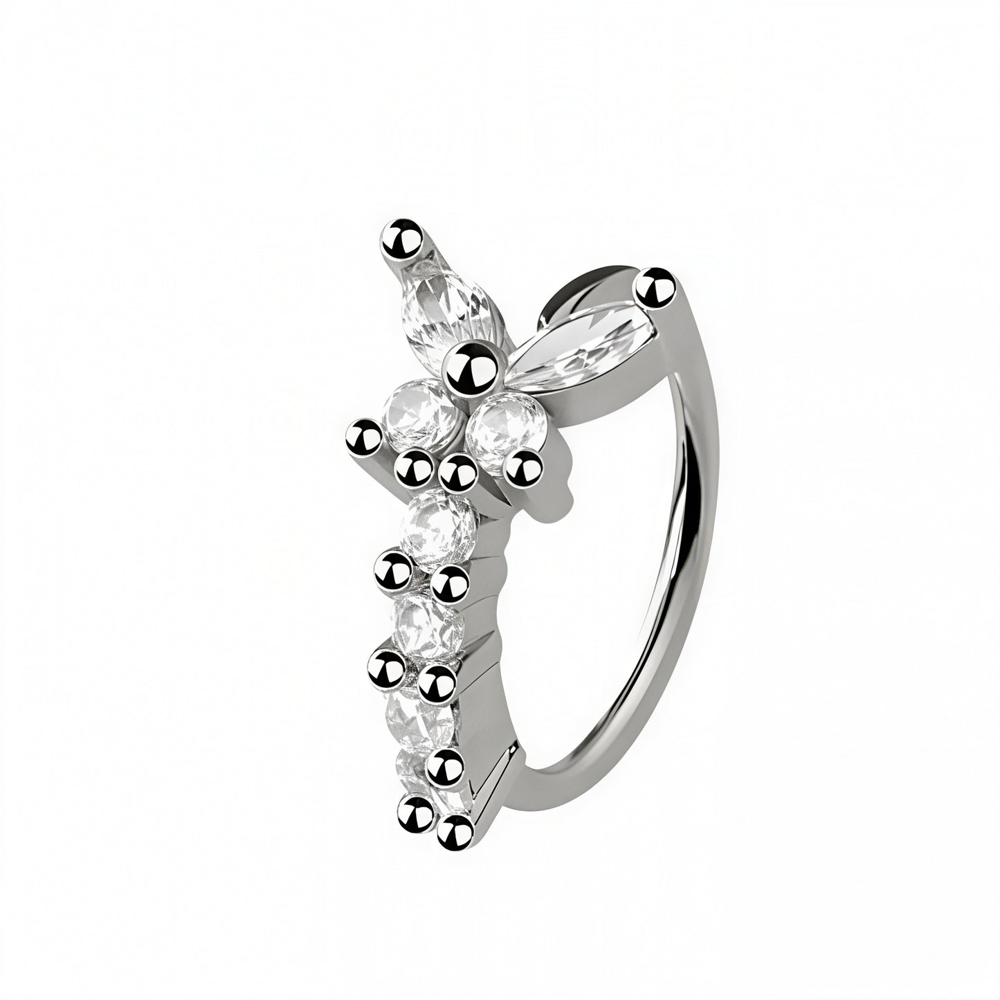 Multi CZ Butterfly Hoop Nose Ring