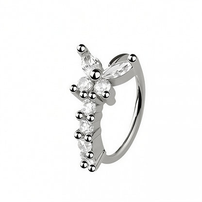 Multi CZ Butterfly Hoop Nose Ring