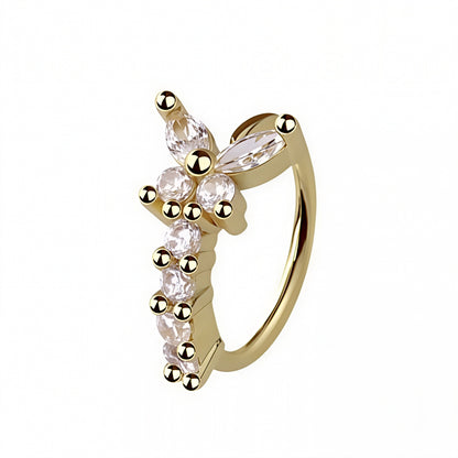 Multi CZ Butterfly Hoop Nose Ring