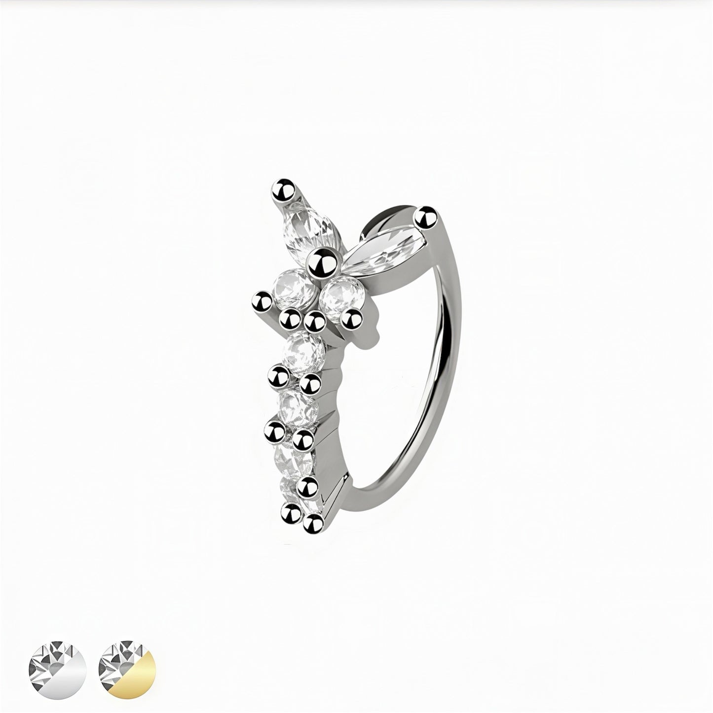 Multi CZ Butterfly Hoop Nose Ring