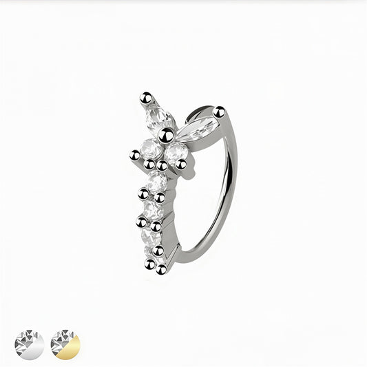Multi CZ Butterfly Hoop Nose Ring
