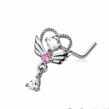 Winged Heart Nose Stud