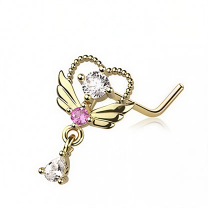 Winged Heart Nose Stud