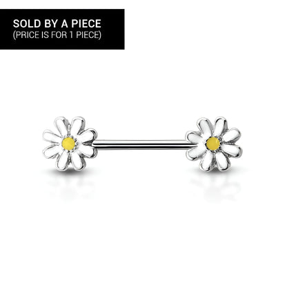 Daisy Flower Blossom Nipple Barbell