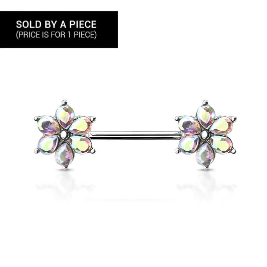 Cz Flower Nipple Barbell