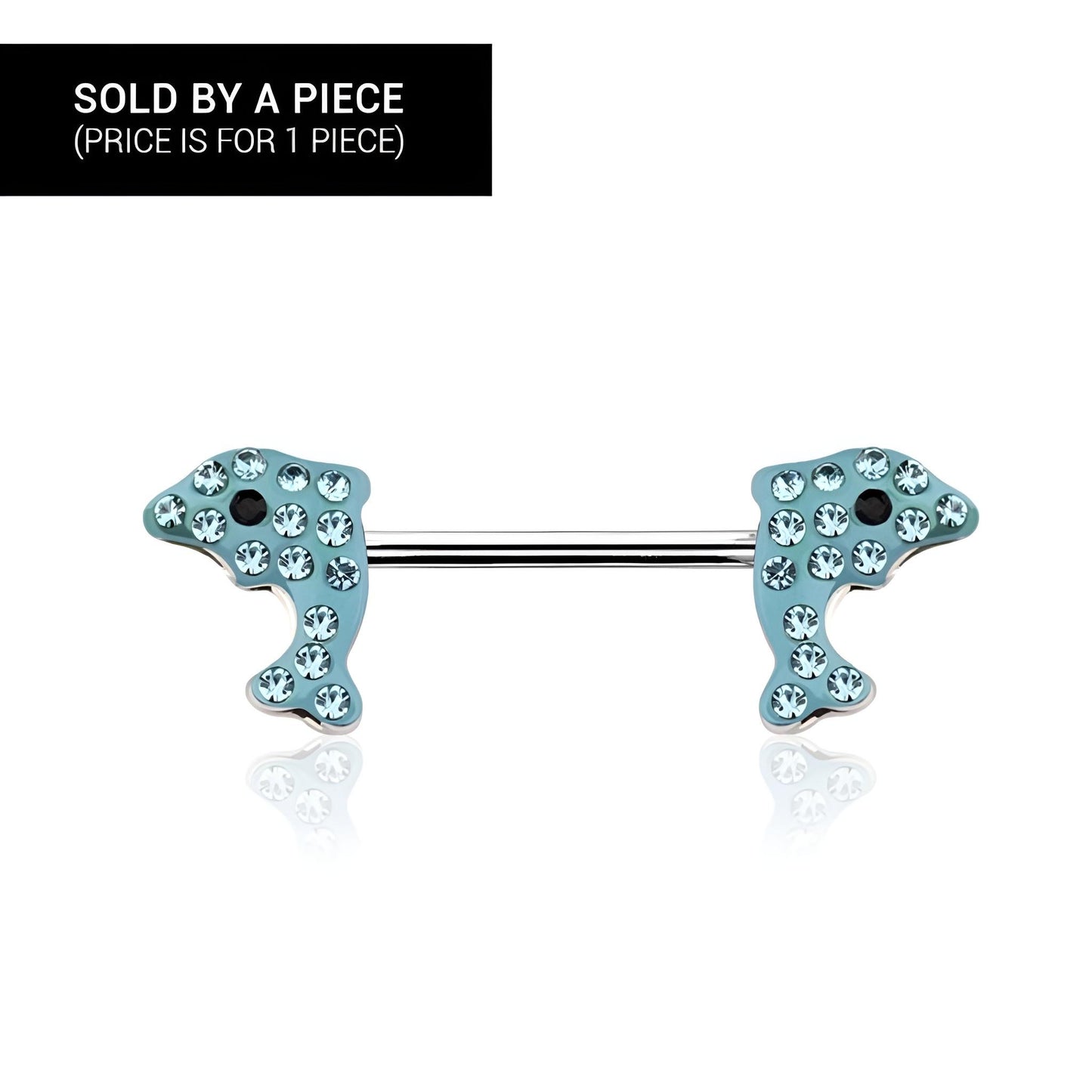 Gem Paved Dolphin Nipple Bar