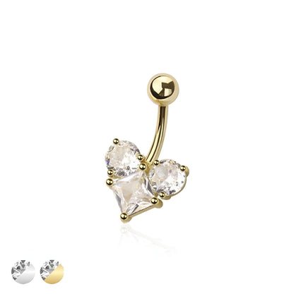 Multi Cz Geometric Heart Belly Bar
