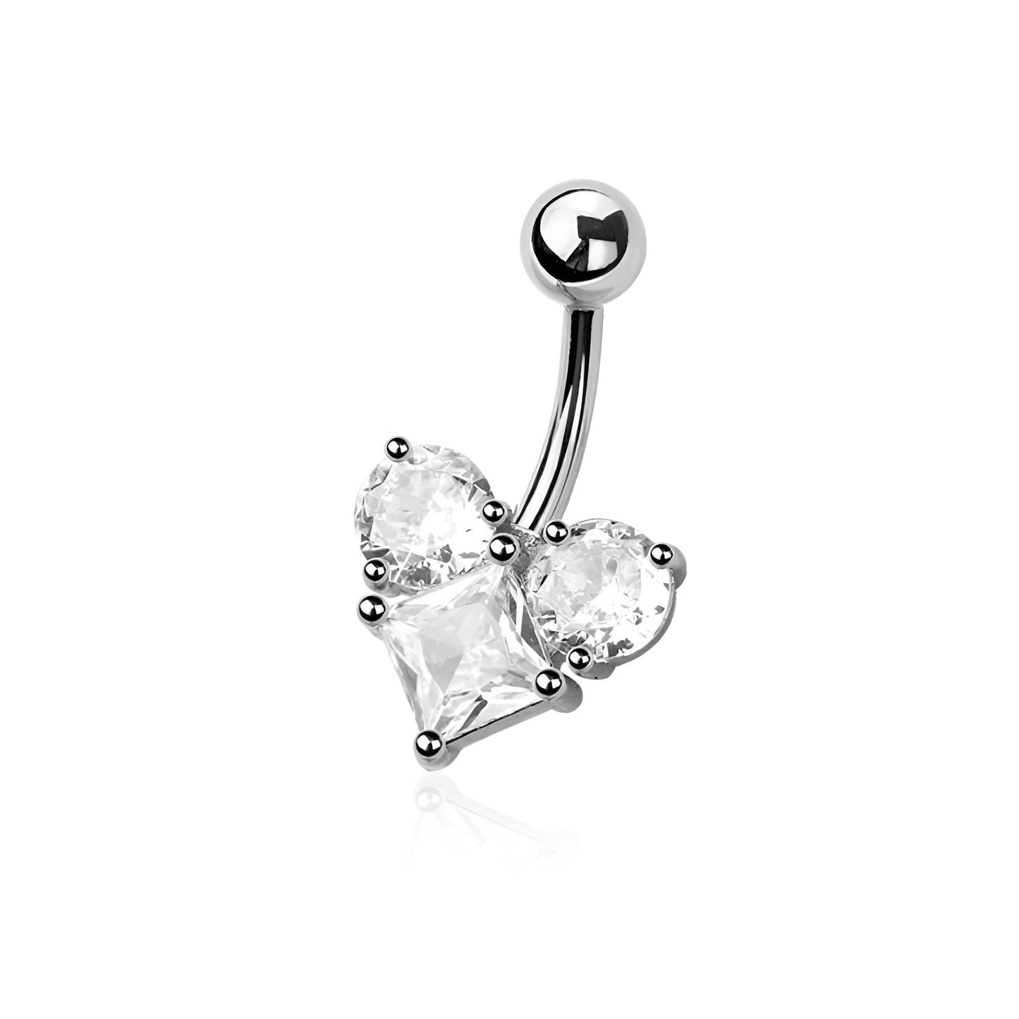 Multi Cz Geometric Heart Belly Bar