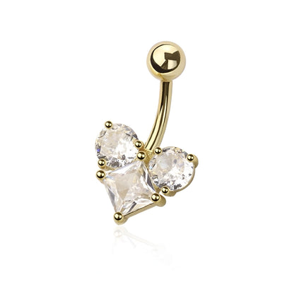 Multi Cz Geometric Heart Belly Bar