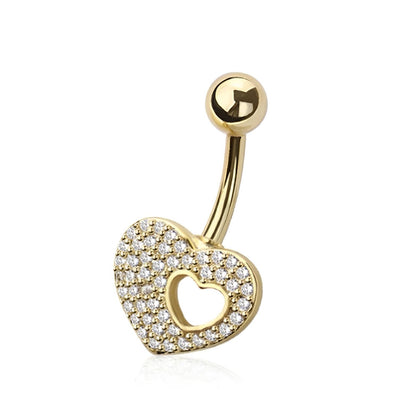 Multi Cz Heart Belly Bar