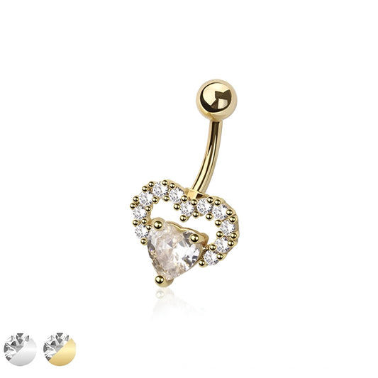 Multi Cz Heart Belly Bar