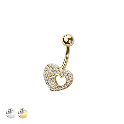 Multi Cz Heart Belly Bar