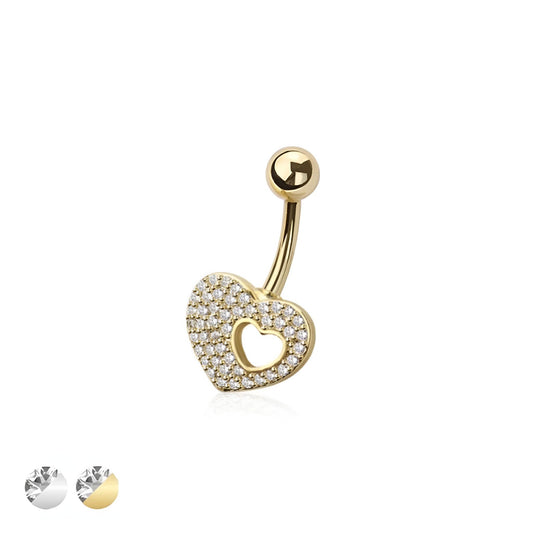 Multi Cz Heart Belly Bar