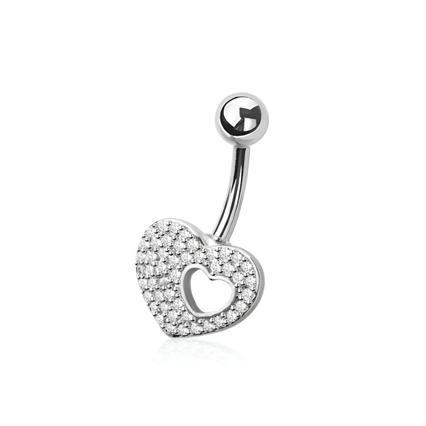 Multi Cz Heart Belly Bar
