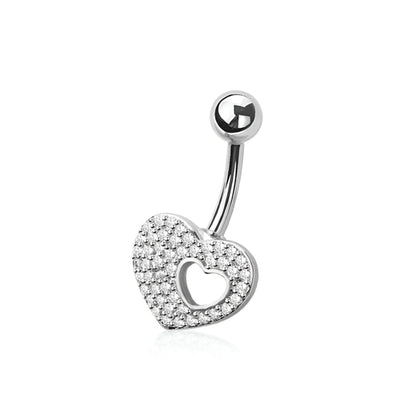 Multi Cz Heart Belly Bar