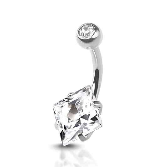 Prong Set Square Belly Bar