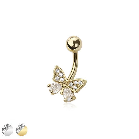 Cz Butterfly Belly Bar