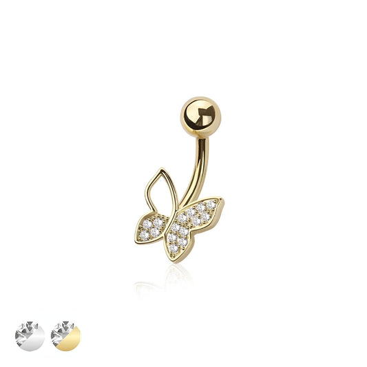Multi Cz Butterfly Belly Bar