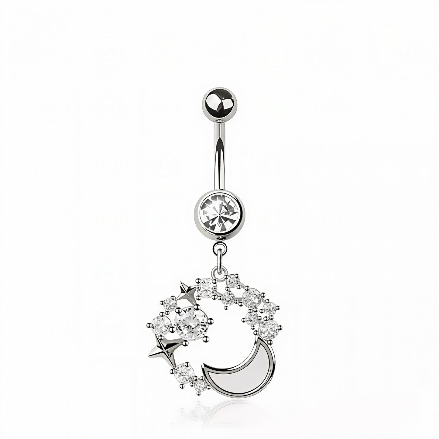 Opal Moon Multi CZ Top Dangle Belly Bar