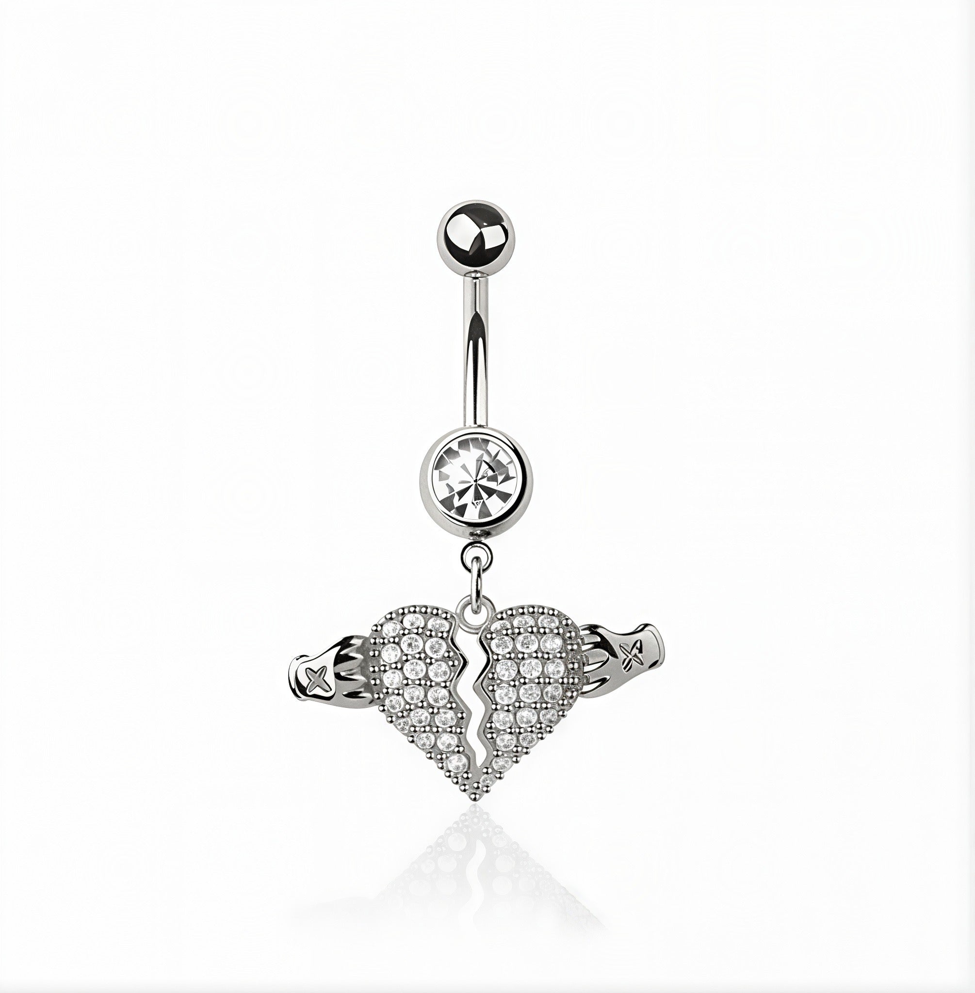 POWER HEART DANGLE BELLY BAR