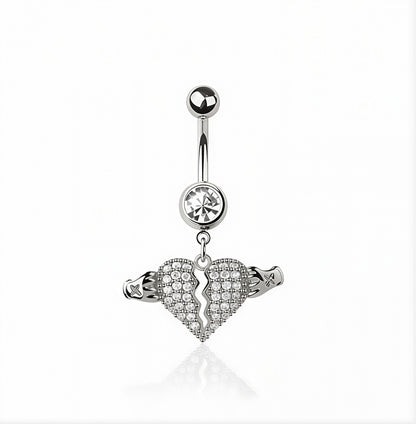 POWER HEART DANGLE BELLY BAR