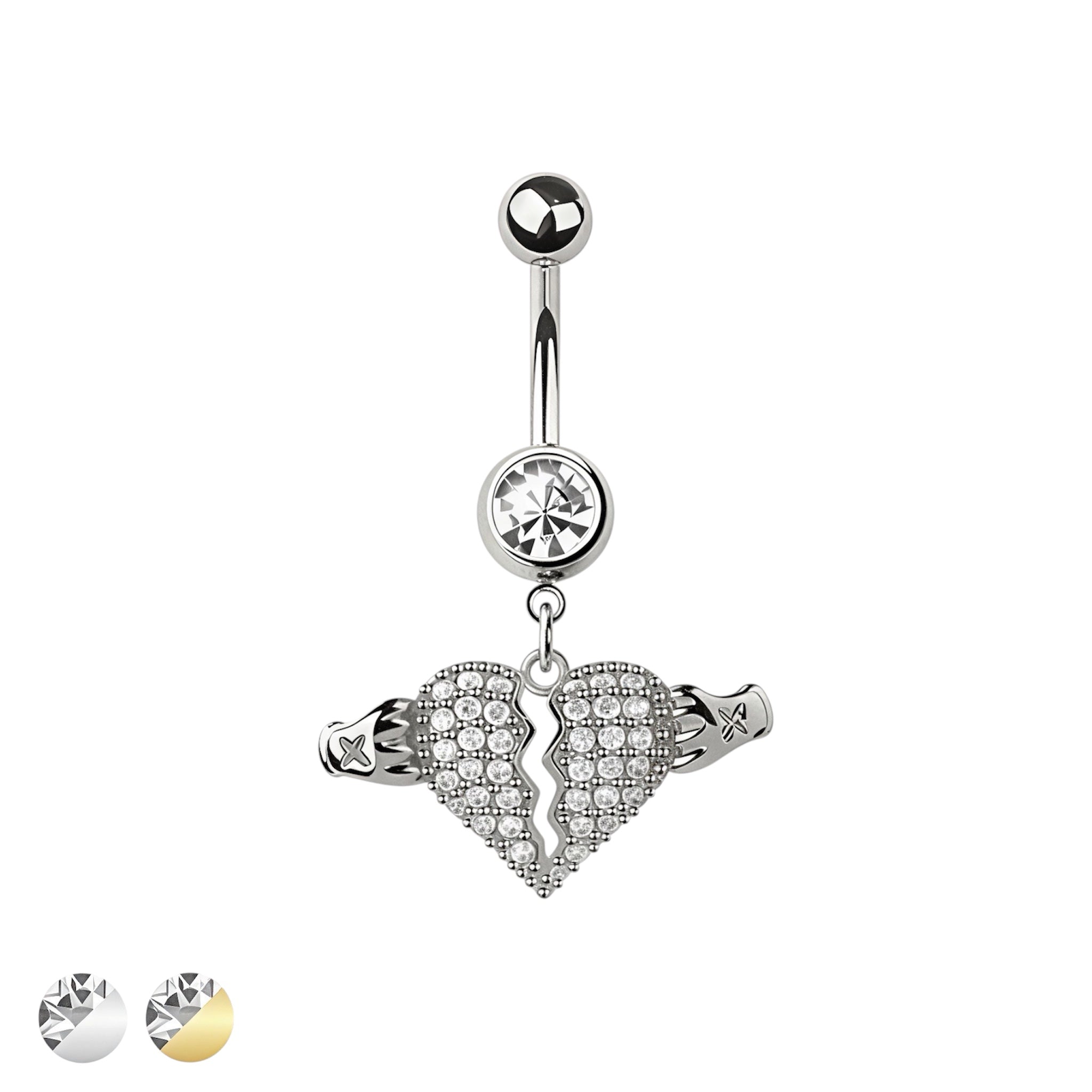 POWER HEART DANGLE BELLY BAR