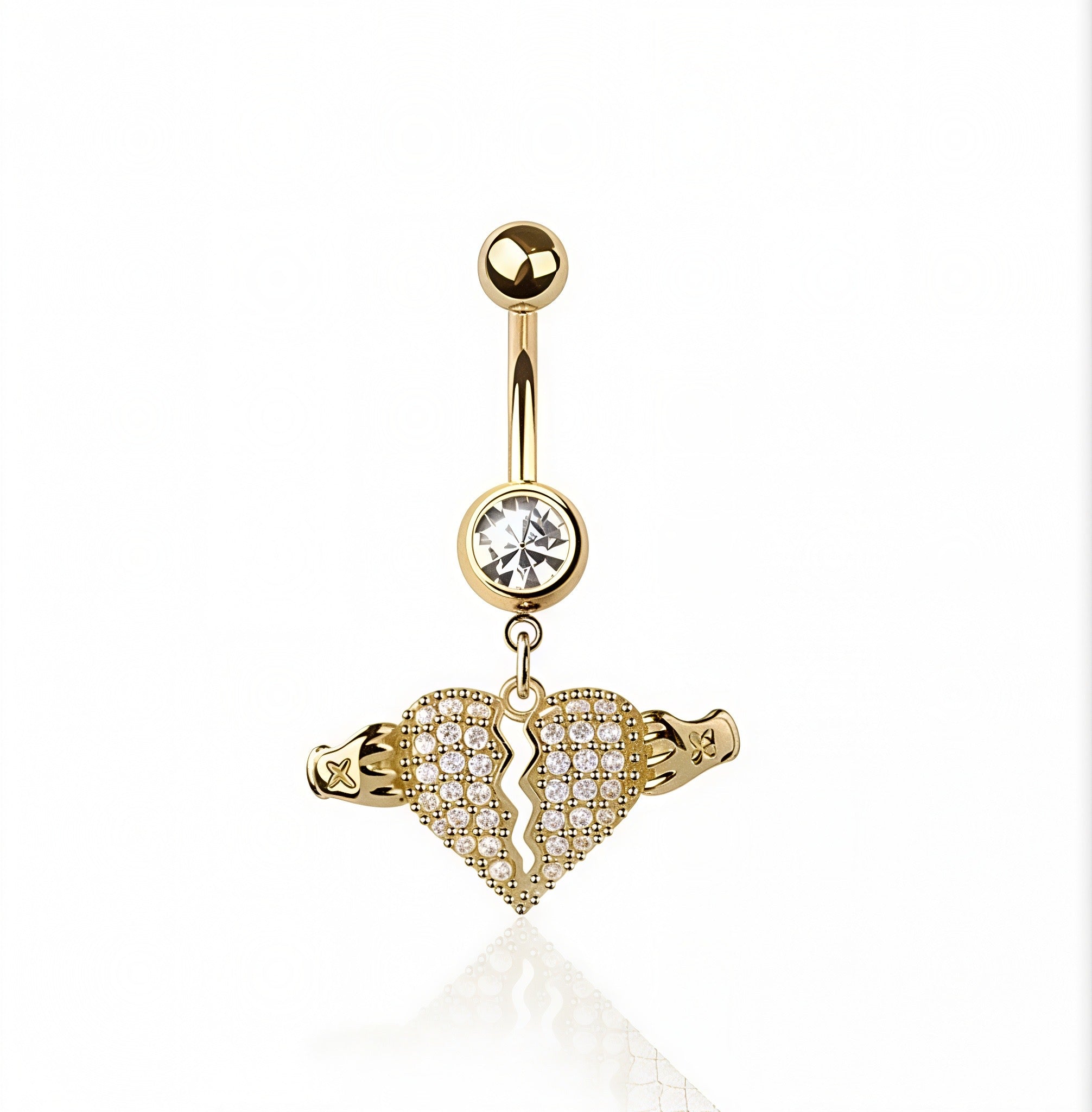 POWER HEART DANGLE BELLY BAR