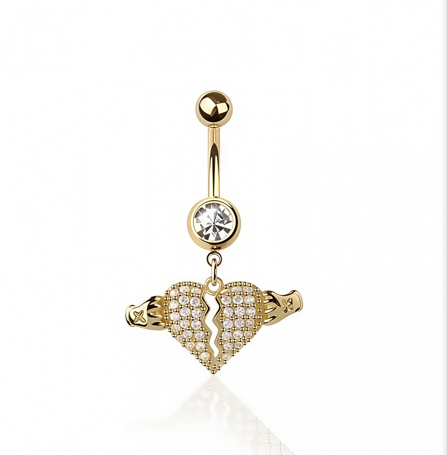 POWER HEART DANGLE BELLY BAR