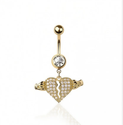 POWER HEART DANGLE BELLY BAR