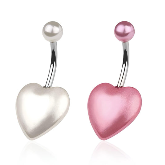 Heart Pearl Belly Bar