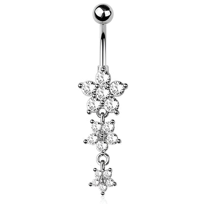 Cz Flower Belly Bar