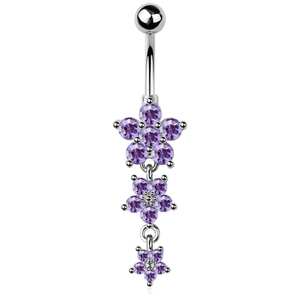 Cz Flower Belly Bar