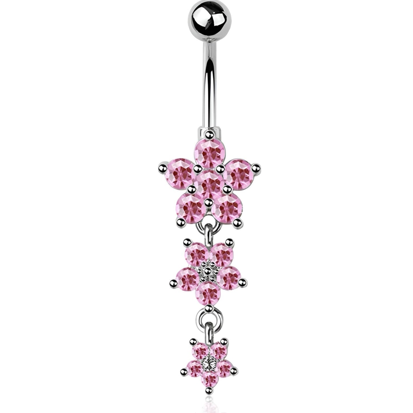 Cz Flower Belly Bar