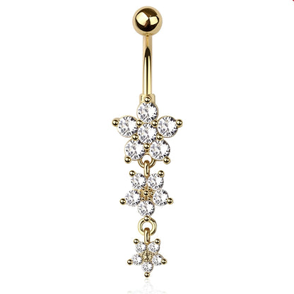 Cz Flower Belly Bar