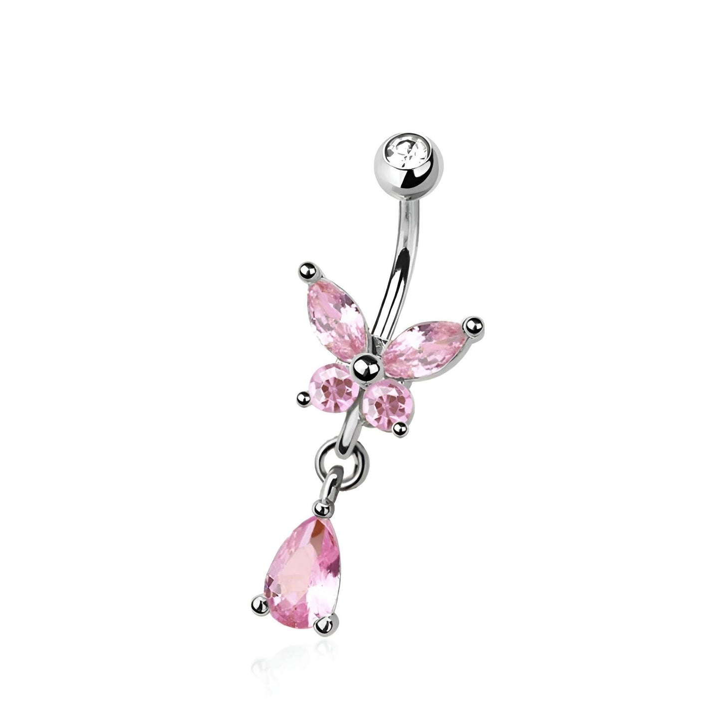 Cz Butterfly Belly Bar