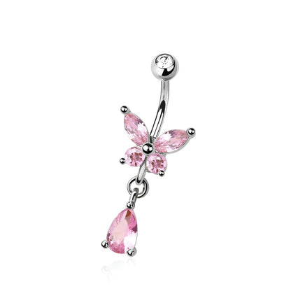 Cz Butterfly Belly Bar