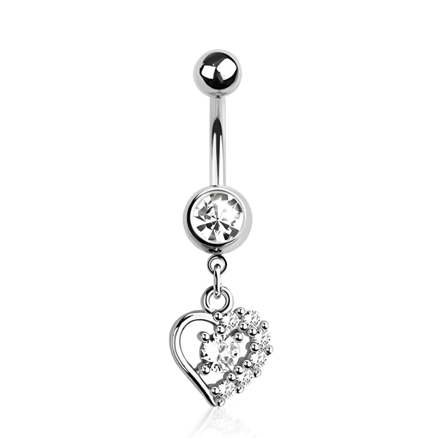 Cz Side Heart Belly Bar