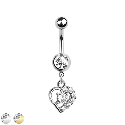 Cz Side Heart Belly Bar